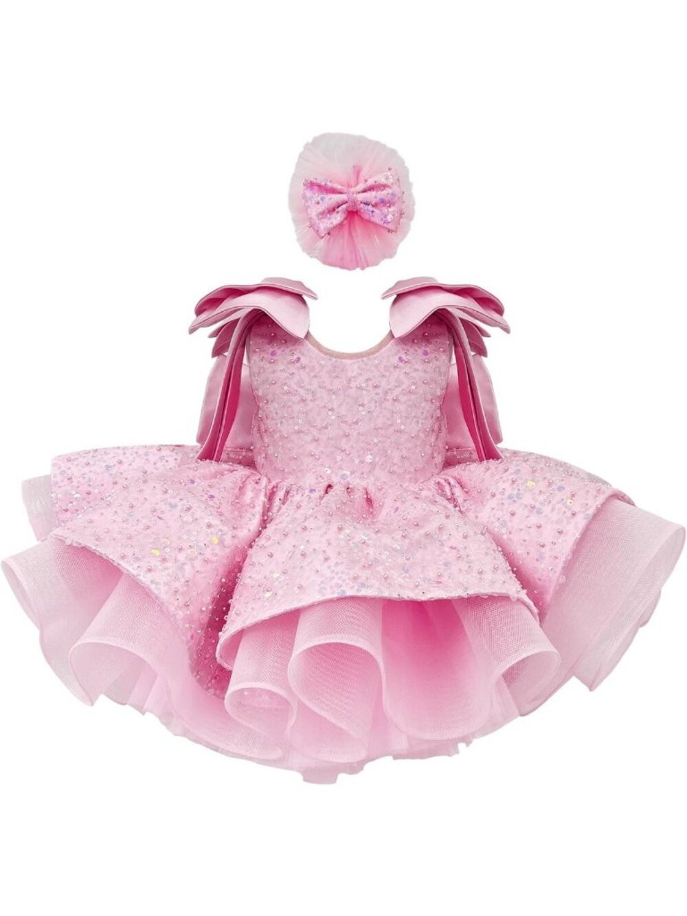 Sparkly Fairy Tale Tutu Dress for Girls with Sequin Bow Headband - Perfect for